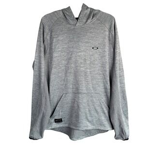 Oakley Lighweight Pullover Hoodie Mens XL Gray Striped Stretch‎ Polyester Gym